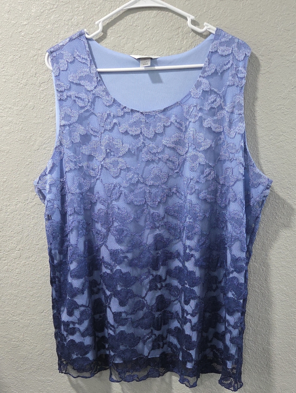 CJ Banks Lavender to Ombre Lace Overlay Tank